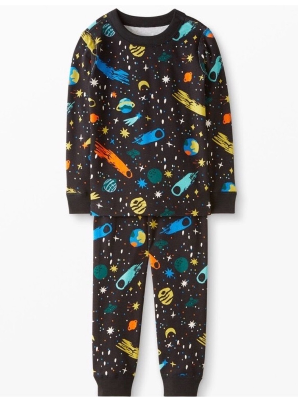 Hanna Andersson 100% Cotton Long John Pajamas space galaxy Size 6-7 Interstellar
